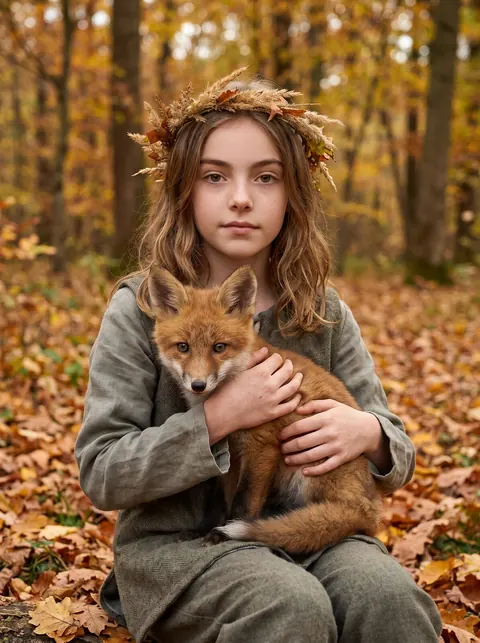 Лисёнок в осеннем лесу