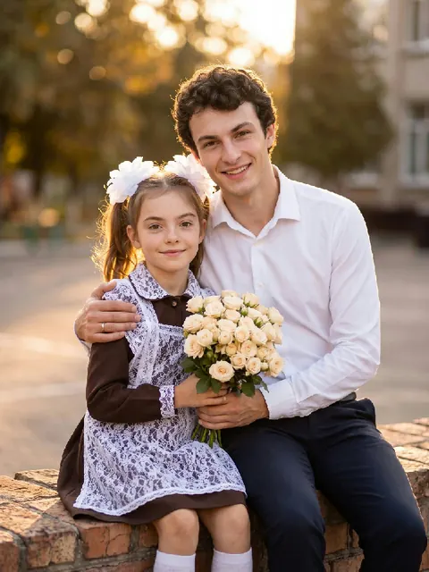 С папой у школы