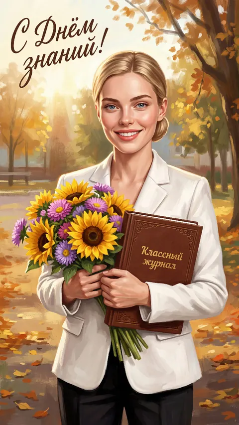Учительница с подсолнухами