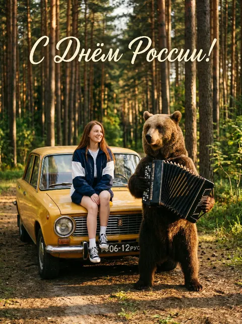Открытка "С медведем"
