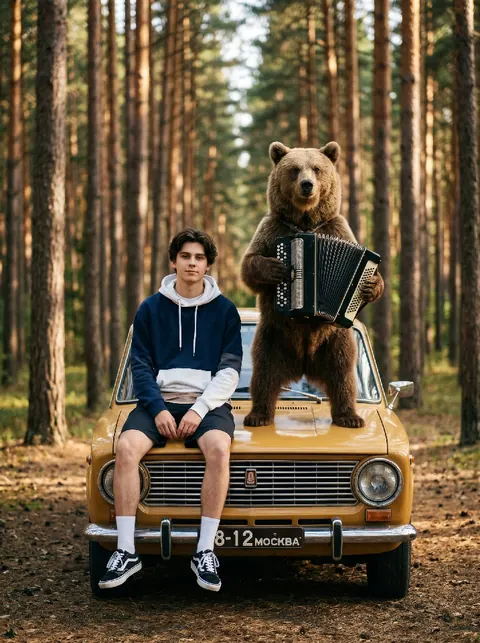 С медведем