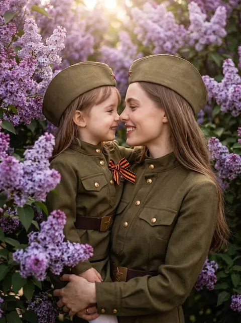 Мама и ребёнок в сирени
