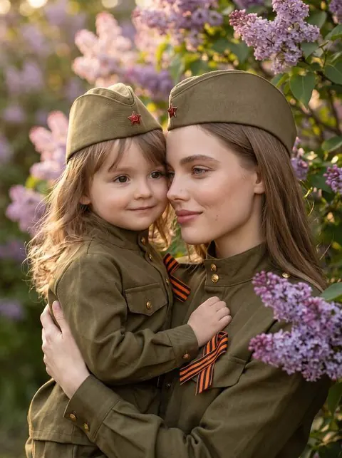 Мама и ребёнок на закате