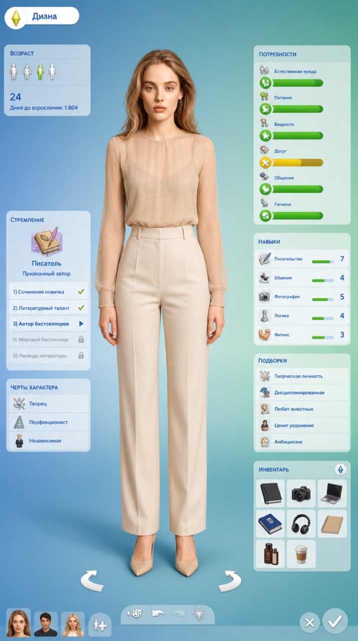 Персонаж в редакторе Sims 4