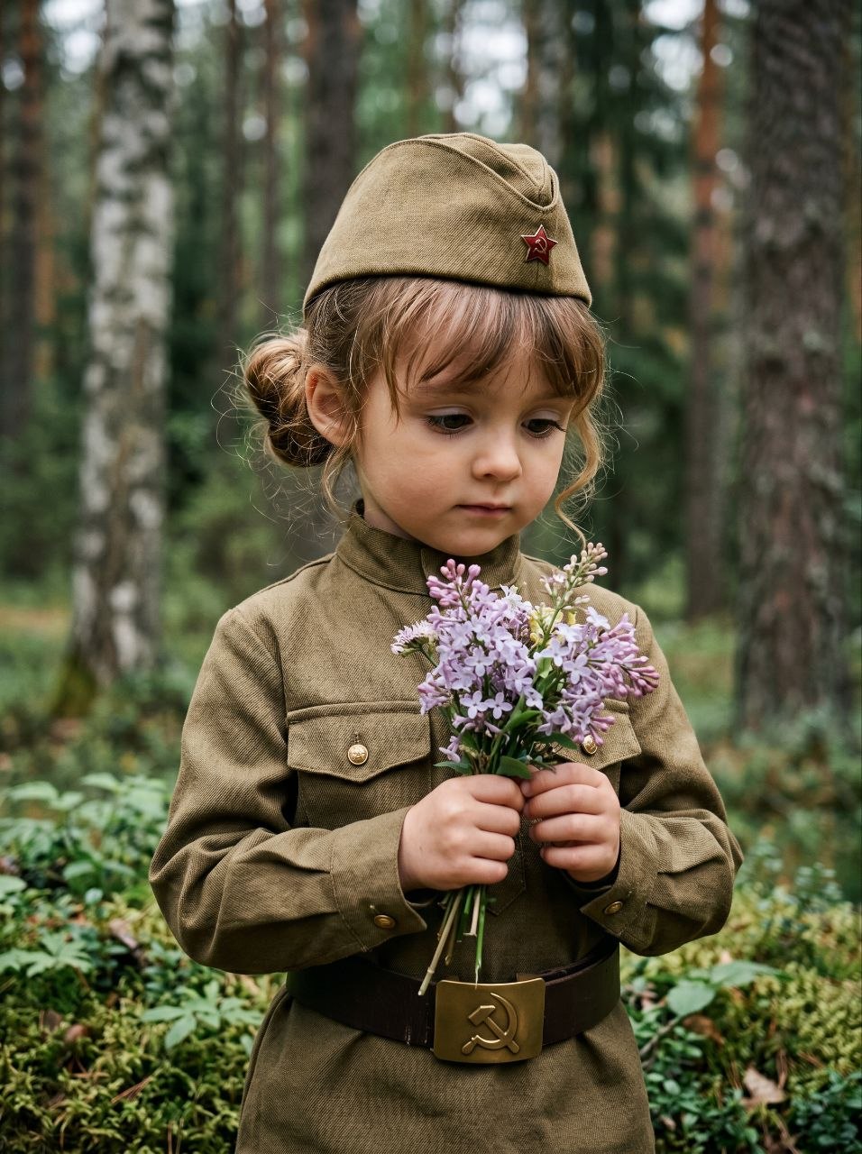 В лесу с полевыми цветами
